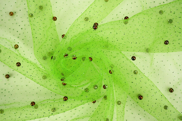 Fine Glitter Tulle con Perline Verde Lime