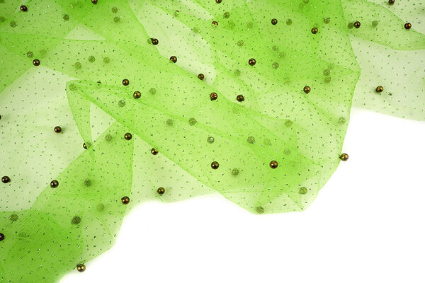 Fine Glitter Tulle with Pearls Lime Green Fine Glitter Tulle with Pearls Lime Green