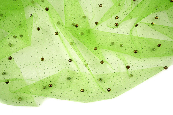 Fine Glitter Tulle with Pearls Lime Green Fine Glitter Tulle with Pearls Lime Green