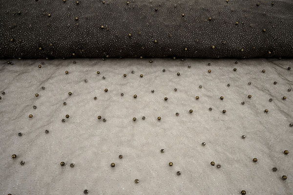 Fine Glitter Tulle con Perline Grigio Tortora