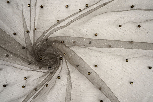 Fine Glitter Tulle con Perline Grigio Tortora