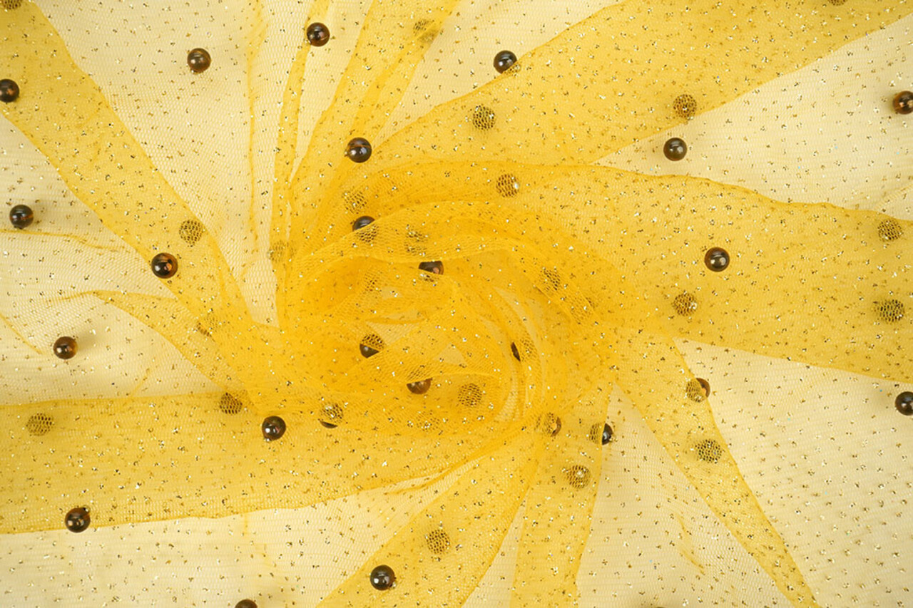 Tulle Fin à Paillettes avec Perles Jaune Tulle Fin à Paillettes avec Perles Jaune