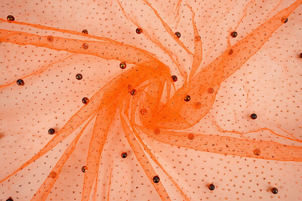 Fine Glitter Tulle con Perline Arancione Fine Glitter Tulle con Perline Arancione