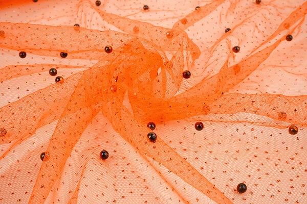 Fine Glitter Tulle with Pearls Orange