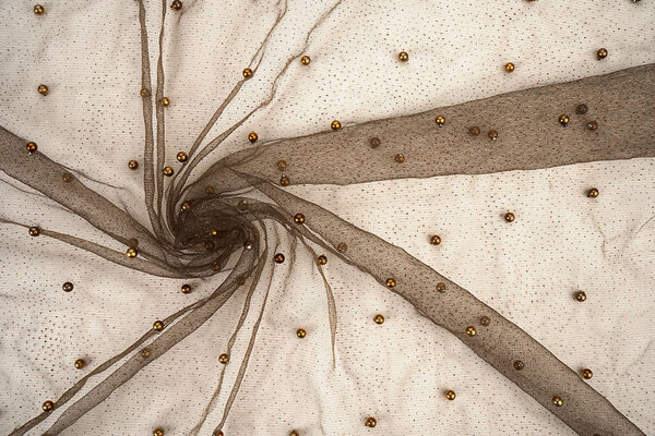 Fijne Glitter Tule met Parels Bruin Fijne Glitter Tule met Parels Bruin
