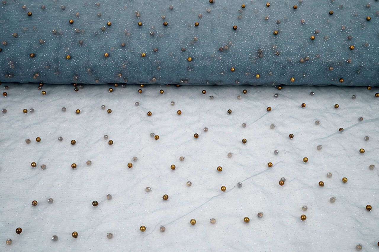 Feiner Glitzer Tüll mit Perlen Jeans