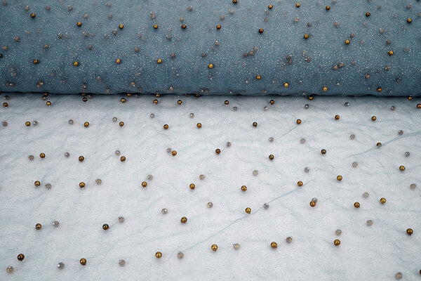 Fine Glitter Tulle con Perline Denim Fine Glitter Tulle con Perline Denim