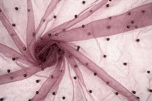 Fine Glitter Tulle con Perline Malva Fine Glitter Tulle con Perline Malva