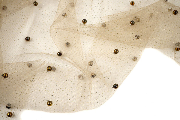 Fine Glitter Tulle con Perline Beige Fine Glitter Tulle con Perline Beige