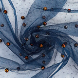 Fine Glitter Tulle with Pearls Navy Fine Glitter Tulle with Pearls Navy