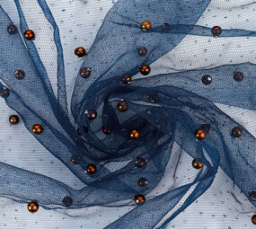 Fine Glitter Tulle with Pearls Navy Fine Glitter Tulle with Pearls Navy