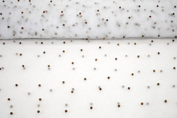 Fine Glitter Tulle with Pearls Off-White