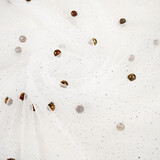 Fine Glitter Tulle with Pearls Off-White