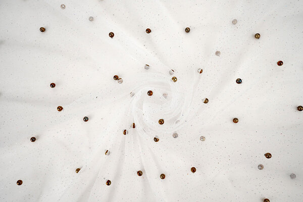 Fine Glitter Tulle con Perline Bianco Sporco Fine Glitter Tulle con Perline Bianco Sporco