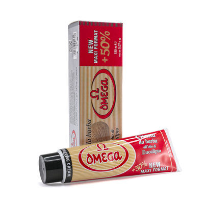 Omega scheercrème in tube met eucalyptusolie  TIJDELIJK 50% EXTRA GRATIS INHOUD op=op