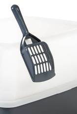IRIS Iris Ohyama, Cat litter tray with high sides, no litter spill, removable high rim, entrance height: 15 cm, scoop included, for cat - Cat Litter Box CLH-12 - Grey
