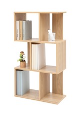 IRIS Decoratieve boekenkast met 3 legplanken/boekenkast in S-vorm - Lichtbruin