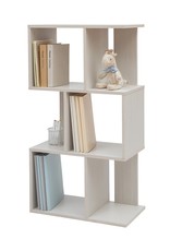 IRIS Decoratieve boekenkast met 3 legplanken/boekenkast in S-vorm - Witte Eik