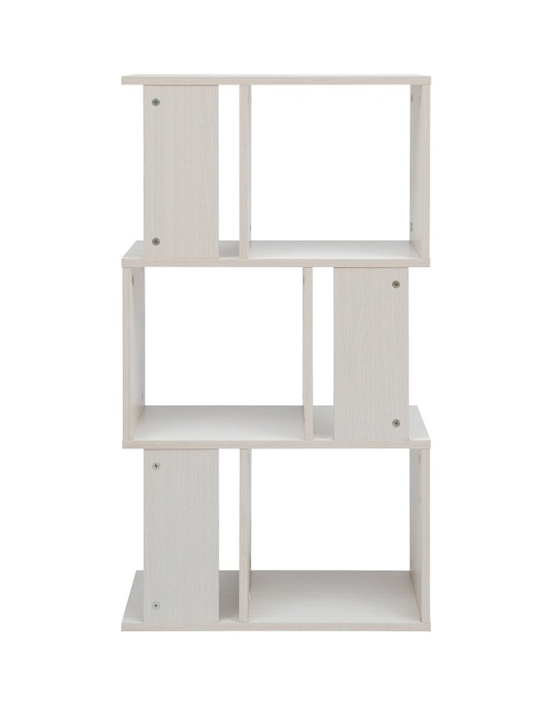 IRIS Decoratieve boekenkast met 3 legplanken/boekenkast in S-vorm - Witte Eik
