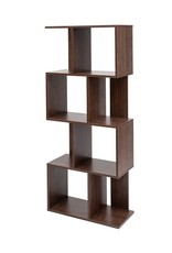 IRIS Decoratieve boekenkast met 4 legplanken/boekenkast in S-vorm - Bruin