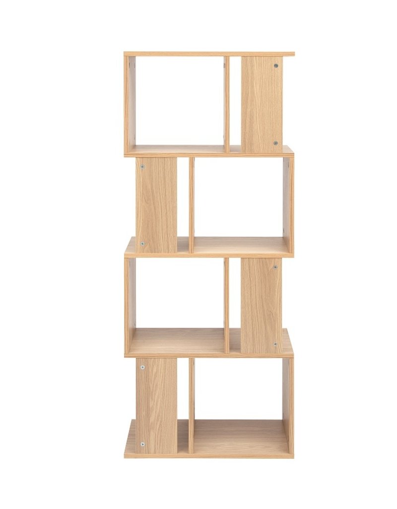 IRIS Decoratieve boekenkast met 4 legplanken/boekenkast in S-vorm - Lichtbruin
