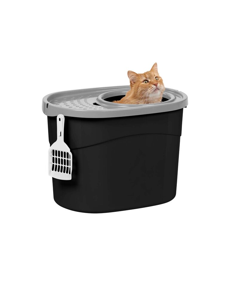 IRIS Cat Litter Box - Top Entrance - TECL-20 - Black