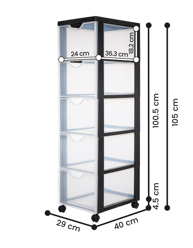 IRIS Easygrip Chest - 5 drawers - DDDC-305 - Black