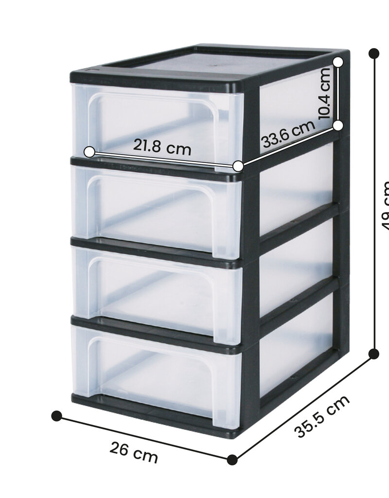 IRIS Organizer Chest - 4 lades - OCH-2004 - Black