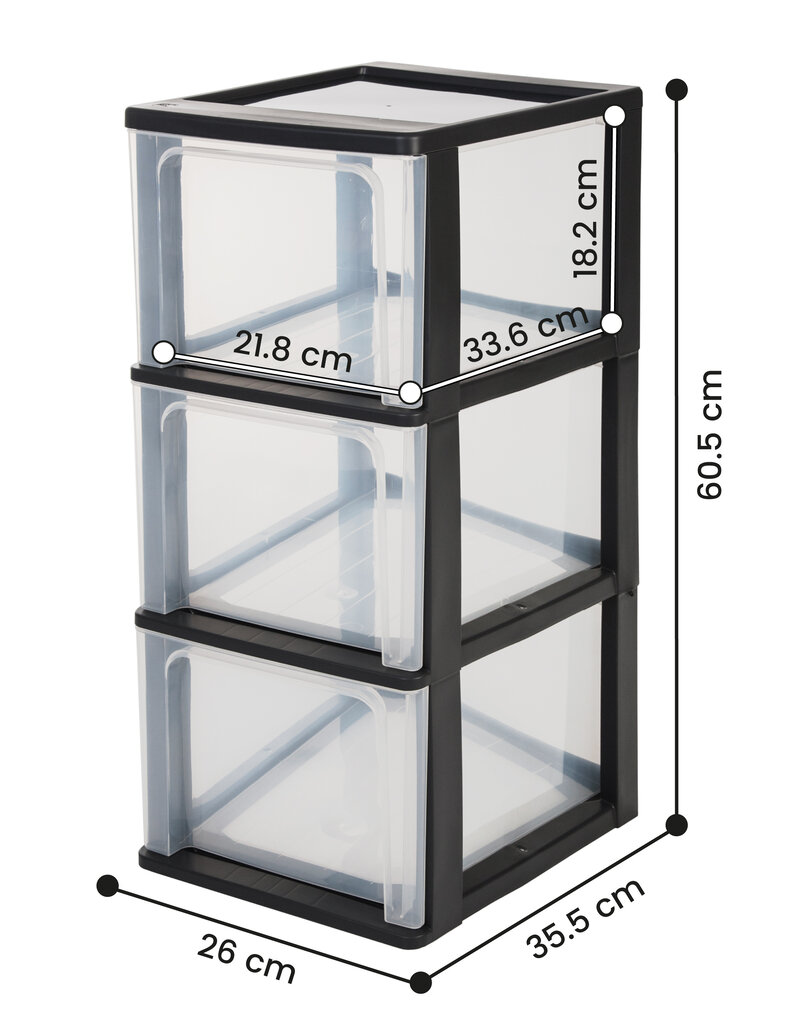 IRIS Organizer Chest - 3 drawers - OCH-2300 - Black