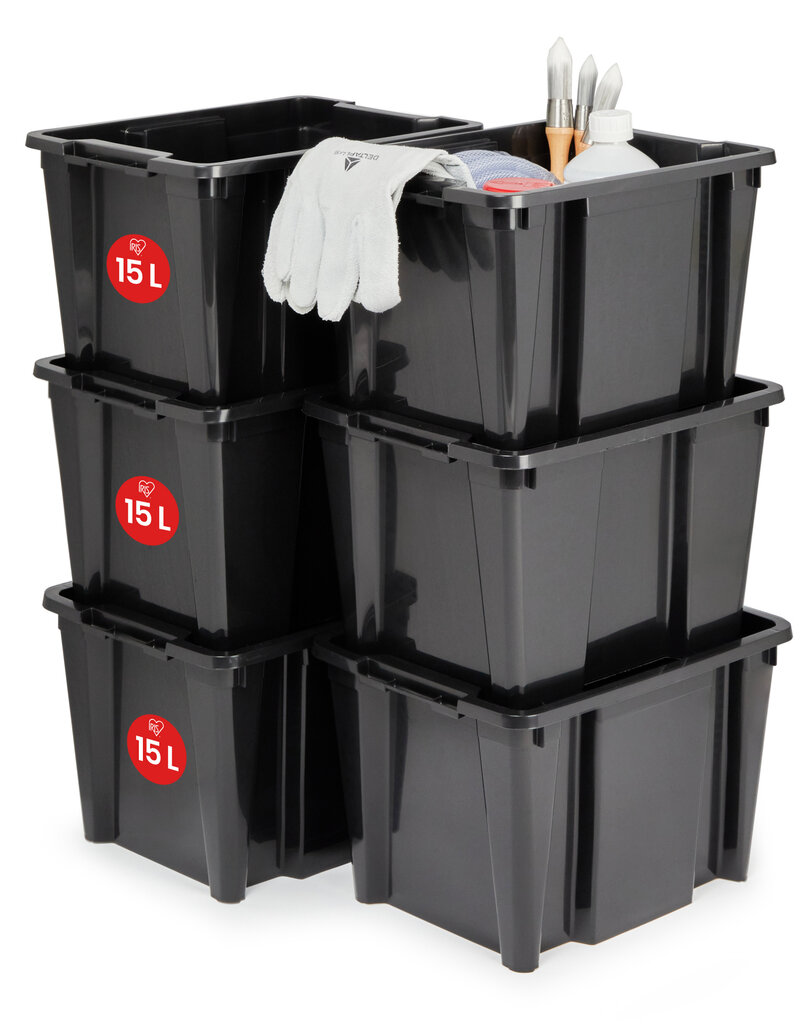 IRIS Handy Box- 15  liter - set van 6 - HB-15 - Black