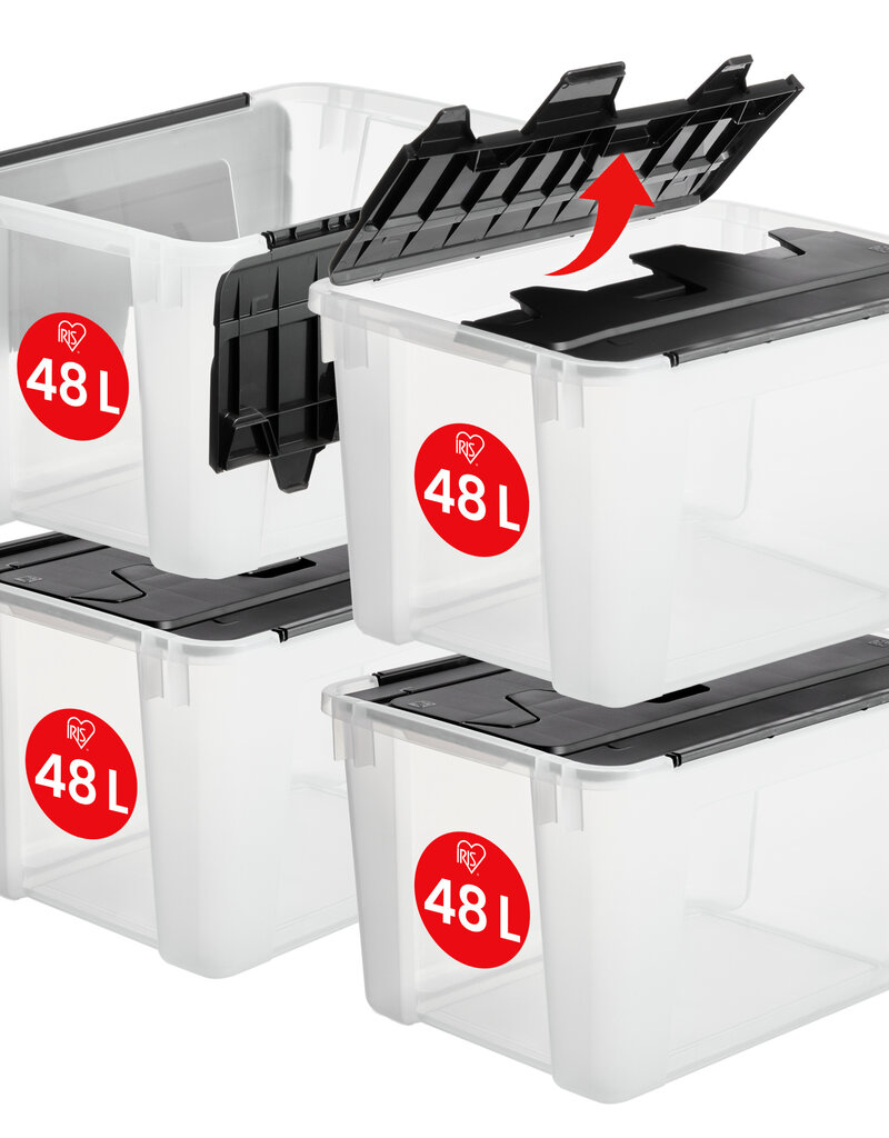 IRIS Wing Lid Box - 48 liters - set of 4 - CWL-48 - Transparent