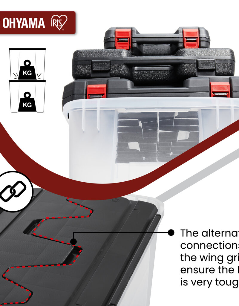 IRIS Wing Lid Box - 48 liter - set van 4 - CWL-48 - Transparant