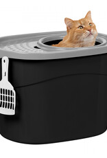 IRIS Cat Litter Box - Top Entrance - TECL-20 - Black
