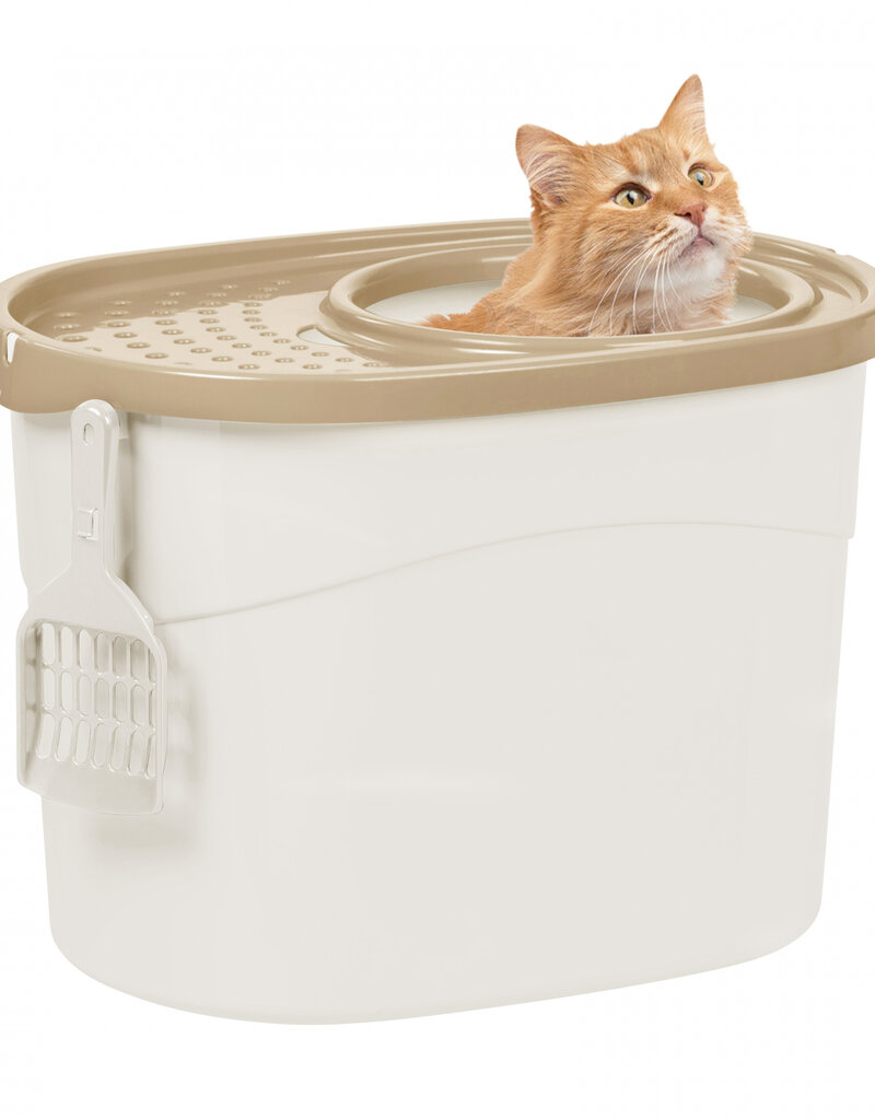 IRIS Cat Litter Box - Top Entrance - TECL-20 - White