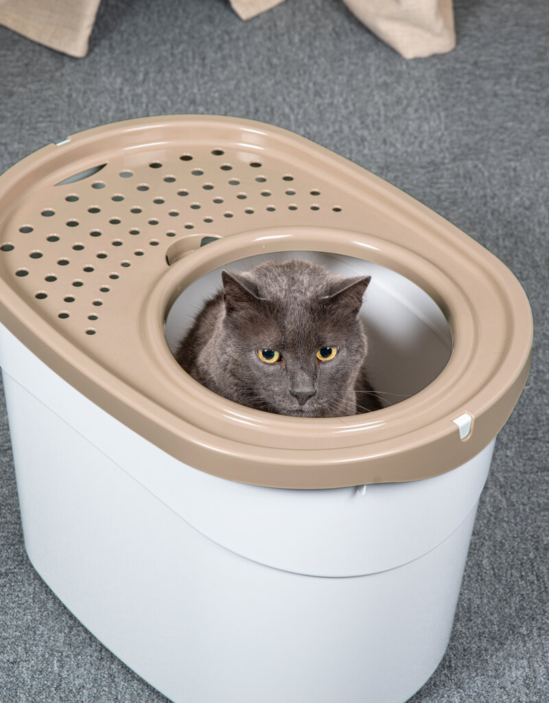 IRIS Cat Litter Box - Top Entrance - TECL-20 - White