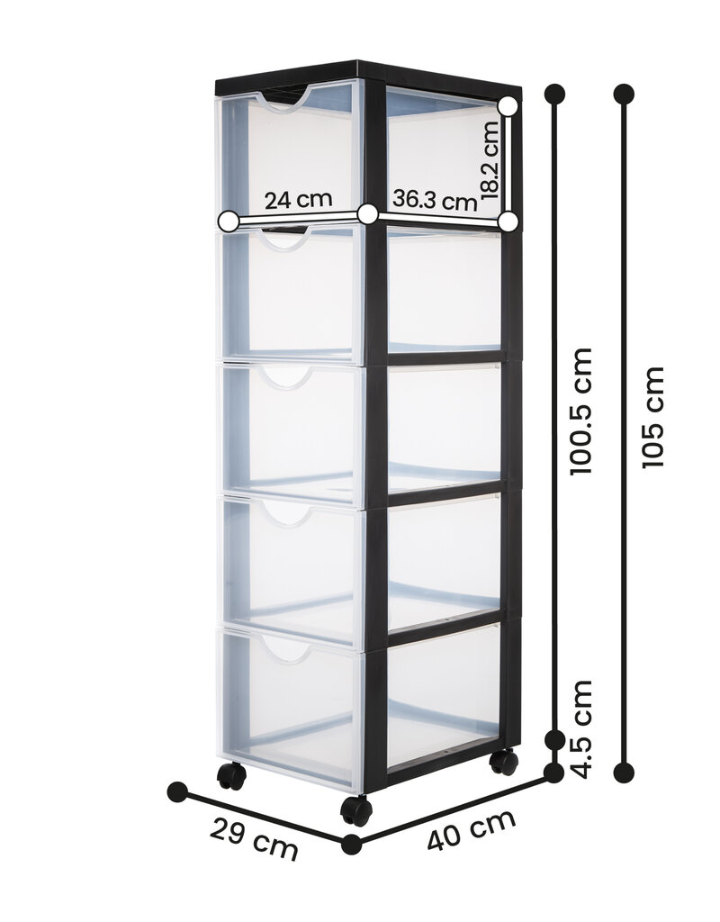 IRIS Easygrip Chest - 5 drawers - DDDC-305 - Black