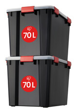 IRIS Air Tight Box - 70 liter - set van 2 - AT-LD - Black