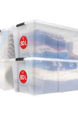 IRIS grote plastic opbergdoos met deksel, 80L, set van 4, doorzichtig, TB-84D