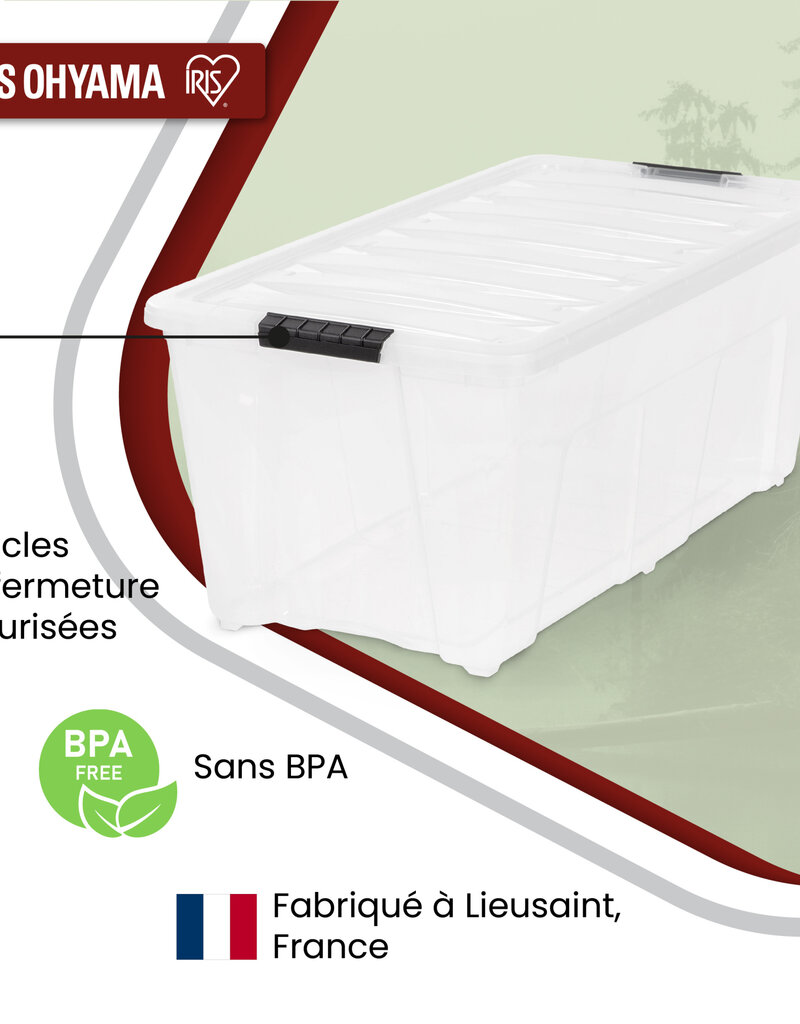 IRIS grote plastic opbergdoos met deksel, 80L, set van 4, doorzichtig, TB-84D