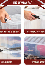 IRIS grote plastic opbergdoos met deksel, 80L, set van 4, doorzichtig, TB-84D