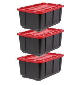 IRIS Storage Case with Heavy Lid, 100L, Set of 3, Black, UTB-27