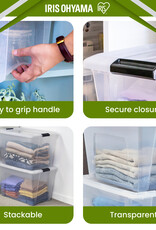IRIS Plastic Huisopslagdoos, 55L, Set van 4, Doorzichtig, BSB-55