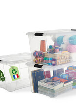 IRIS Gerecycled Plastic Huisopslagdoos, 45L, Set van 3, Transparant, BSB-45