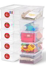 IRIS kleine multifunctionele plastic opbergdozen, 5L, set van 10, doorzichtig, CNL-5E