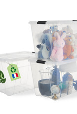 IRIS Bewaardoos van gerecycled plastic huis, 55L, set van 3, transparant, BSB-55