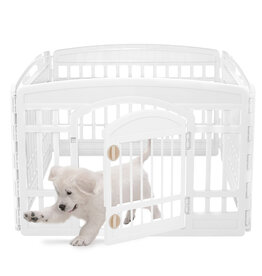 IRIS Indoor play run for dogs, outdoor with 4 panels, H60cm, White, Plastic, CI-604E