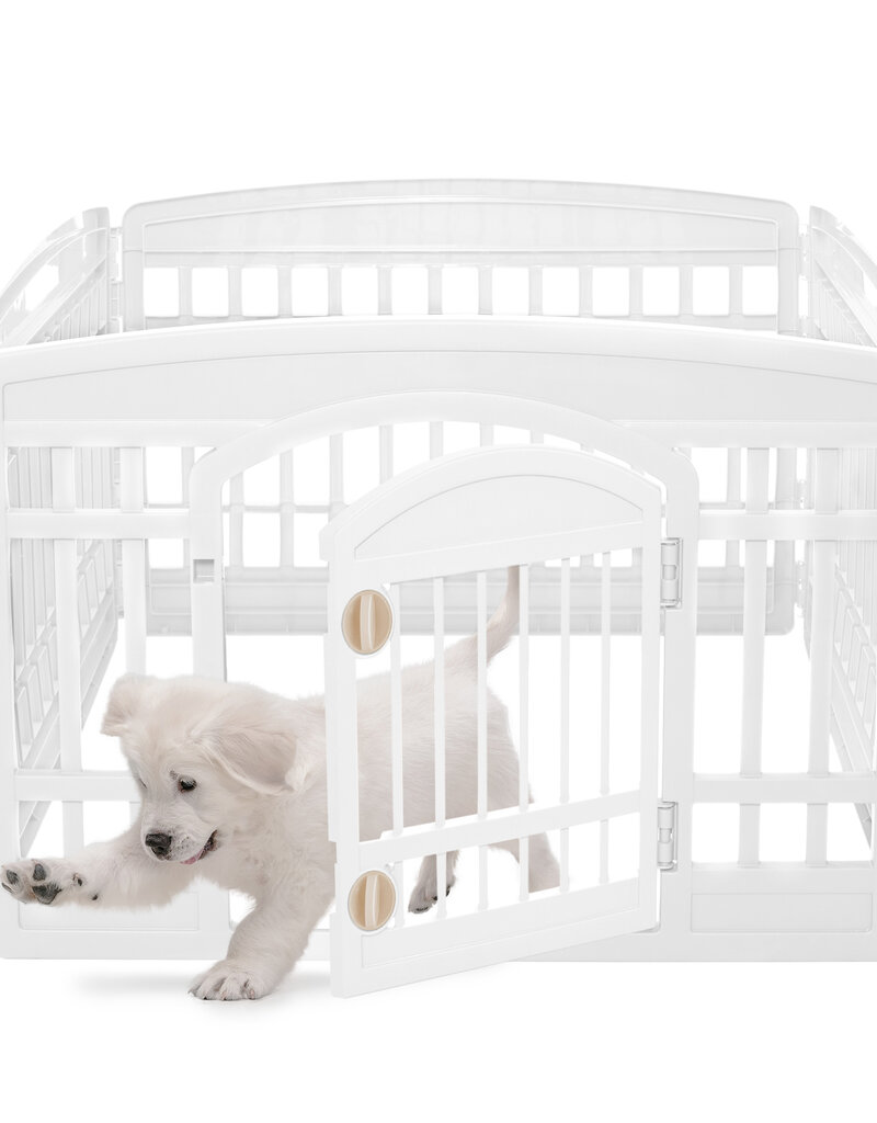 IRIS Binnenspeelren voor honden, buiten met 4 panelen, H60cm, Wit, Plastic, CI-604E