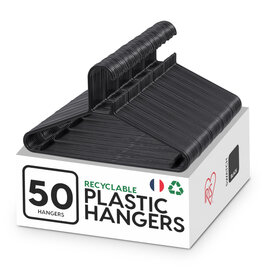 IRIS Plastic Hangers, Set van 50 kledinghangers, Zwart, BPA-vrij, Kasten, Dikke, Resistent, CHM-39