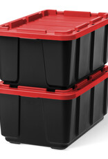 IRIS plastic opbergkoffer met zwaar deksel, 100L, set van 2, zwart, UTB-27