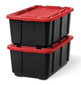 IRIS plastic opbergkoffer met zwaar deksel, 100L, set van 2, zwart, UTB-27